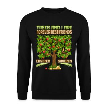 Apple tree illustration, nature conservation, saying - Unisex Sweatshirt - black - Front - Alina (178cm) & Michal (187cm)