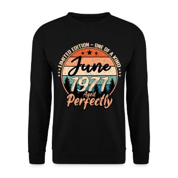 Juin 1971 anniversaire 1971 légendes Juin - Sweat-shirt Unisexe - noir - Devant - Alina (178cm) & Michal (187cm)