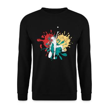 Tennis Tennisspielerin Silhouette - Unisex Pullover - Schwarz - Vorne - Alina (178cm) & Michal (187cm)
