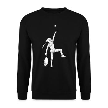 Tennis Tennisspielerin Silhouette - Unisex Pullover - Schwarz - Vorne - Alina (178cm) & Michal (187cm)