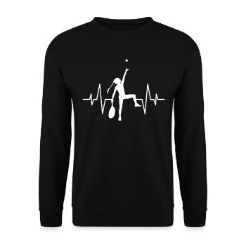 Tennis Tennisspielerin Herzschlag - Unisex Pullover - Schwarz - Vorne - Alina (178cm) & Michal (187cm)
