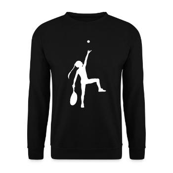 Tennis Tennisspielerin Silhouette - Unisex Pullover - Schwarz - Vorne - Alina (178cm) & Michal (187cm)