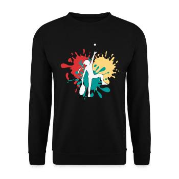 Tennis Tennisspielerin Silhouette - Unisex Pullover - Schwarz - Vorne - Alina (178cm) & Michal (187cm)