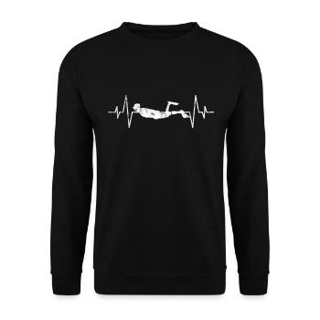 Taucher Tauchen Herzschlag - Unisex Pullover - Schwarz - Vorne - Alina (178cm) & Michal (187cm)