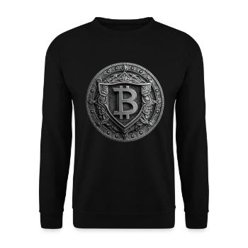 Bitcoin Design für BTC Fans - Unisex Pullover - Schwarz - Vorne - Alina (178cm) & Michal (187cm)