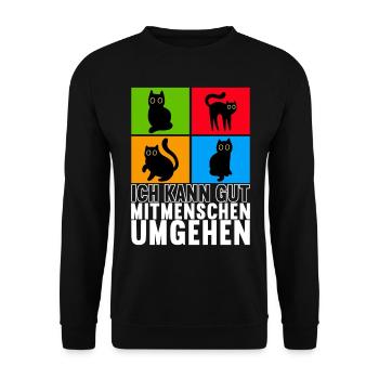 Katzen Misanthrop Sarkasmus - Unisex Pullover - Schwarz - Vorne - Alina (178cm) & Michal (187cm)