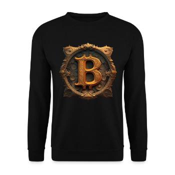Bitcoin Design für BTC Fans - Unisex Pullover - Schwarz - Vorne - Alina (178cm) & Michal (187cm)