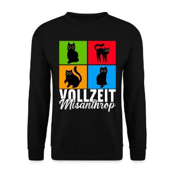 Katzen Misanthrop Sarkasmus - Unisex Pullover - Schwarz - Vorne - Alina (178cm) & Michal (187cm)