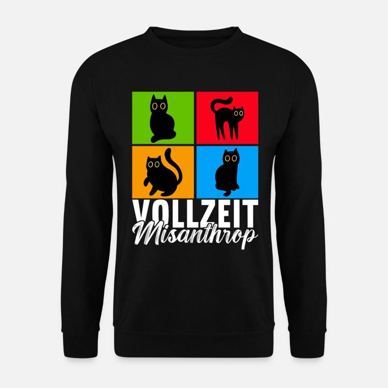 Katzen Misanthrop Sarkasmus - Unisex Pullover - Schwarz