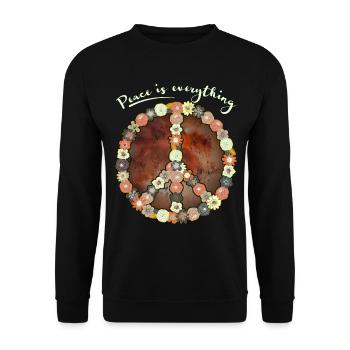 Symbole de paix, signe de paix, fleurs de signe de paix - Sweat-shirt Unisexe - noir - Devant - Alina (178cm) & Michal (187cm)