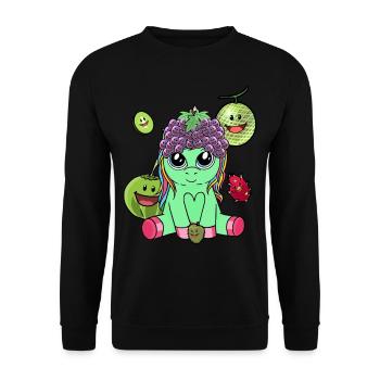 Mythical Creature Unicorn Exotic Fruit Fruits Vitamins - Unisex Sweatshirt - black - Front - Alina (178cm) & Michal (187cm)