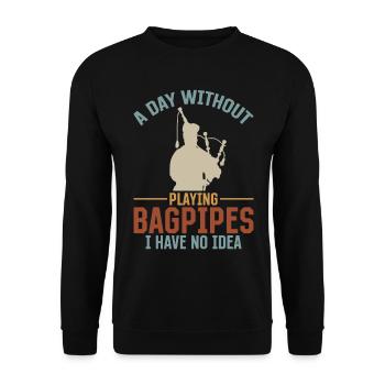 Une journée sans jouer de la cornemuse dont je n’ai aucune idée Funn - Sweat-shirt Unisexe - noir - Devant - Alina (178cm) & Michal (187cm)