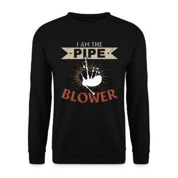 I Am The Pipe Blower Bagpiping Instrument Bagpipe - Unisex Sweatshirt - black - Front - Alina (178cm) & Michal (187cm)