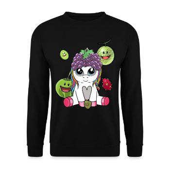 Licorne d’été fruits exotiques fruits vitamines - Sweat-shirt Unisexe - noir - Devant - Alina (178cm) & Michal (187cm)