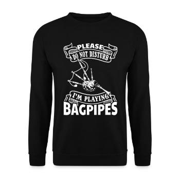 Please Do Not Disturb I'm Playing Bagpipes - Bagpi - Unisex Pullover - Schwarz - Vorne - Alina (178cm) & Michal (187cm)