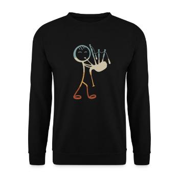Bagpipe Player Stick Figure Bagpiper Bagpipe Instr - Sweat-shirt Unisexe - noir - Devant - Alina (178cm) & Michal (187cm)
