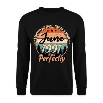 Juni 1991 Jubiläum 1991 Legenden Juni - Unisex Pullover - Schwarz - Vorne - Alina (178cm) & Michal (187cm)