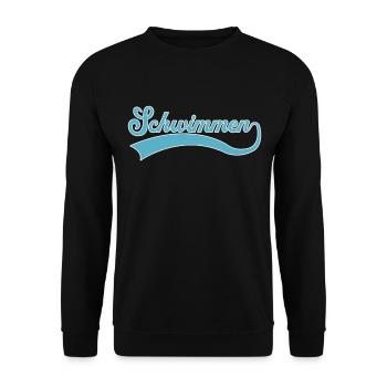 Schwimmen Schriftzug - Unisex Pullover - Schwarz - Vorne - Alina (178cm) & Michal (187cm)