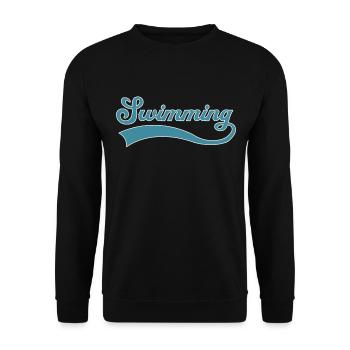Schwimmen Schriftzug - Unisex Pullover - Schwarz - Vorne - Alina (178cm) & Michal (187cm)