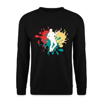 Gitarre Gitarrist Silhouette - Unisex Pullover - Schwarz - Vorne - Alina (178cm) & Michal (187cm)