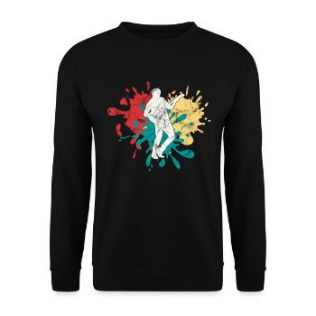 Gitarre Gitarrist Silhouette - Unisex Pullover - Schwarz - Vorne - Alina (178cm) & Michal (187cm)