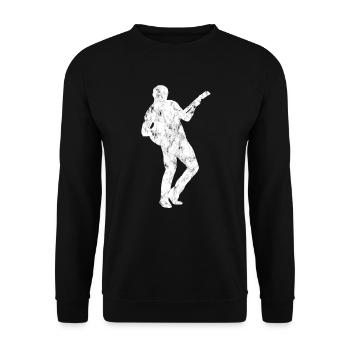 Gitarre Gitarrist Silhouette - Unisex Pullover - Schwarz - Vorne - Alina (178cm) & Michal (187cm)