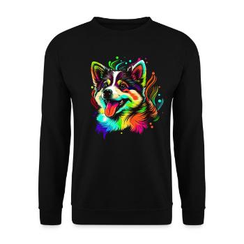Dog Cartoon Huskie Design pour les amoureux des chiens - Sweat-shirt Unisexe - noir - Devant - Alina (178cm) & Michal (187cm)