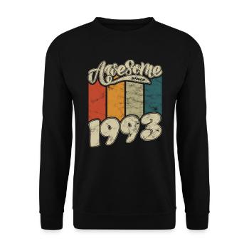 1993 Geburtstag Awesome since Retro - Unisex Pullover - Schwarz - Vorne - Alina (178cm) & Michal (187cm)