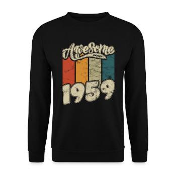 1959 Birthday Awesome since Retro - Unisex Sweatshirt - black - Front - Alina (178cm) & Michal (187cm)