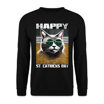 Happy St. Catricks Day Grey Cat Saint Patrick - Unisex Sweatshirt - black - Front - Alina (178cm) & Michal (187cm)