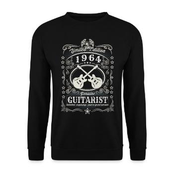Vintage 1964 Guitarist Birthday Gift Hobby - Unisex Sweatshirt - black - Front - Alina (178cm) & Michal (187cm)