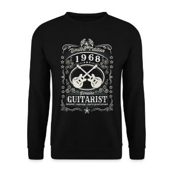 Vintage 1968 Guitarist Birthday Gift Hobby - Unisex Sweatshirt - black - Front - Alina (178cm) & Michal (187cm)