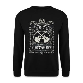 Vintage 1971 Guitarist Birthday Gift Hobby - Unisex Sweatshirt - black - Front - Alina (178cm) & Michal (187cm)