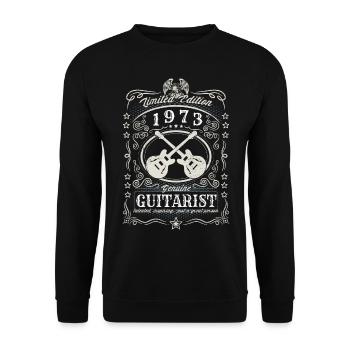 Vintage 1973 Guitarist Birthday Gift Hobby - Unisex Sweatshirt - black - Front - Alina (178cm) & Michal (187cm)