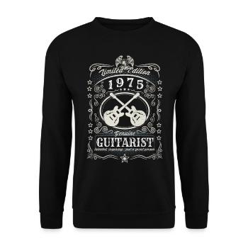 Vintage 1975 Guitarist Birthday Gift Hobby - Unisex Sweatshirt - black - Front - Alina (178cm) & Michal (187cm)