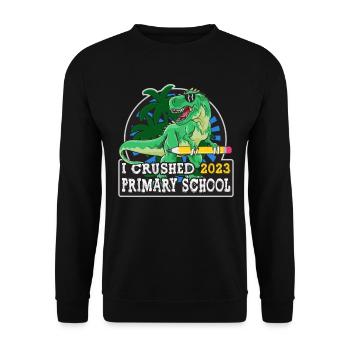 Last Day Of Primary School Graduation 2023 T-Rex - Unisex Sweatshirt - black - Front - Alina (178cm) & Michal (187cm)