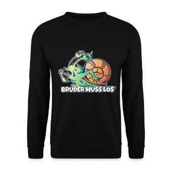 Bruder muss los - Unisex Pullover - Schwarz - Vorne - Alina (178cm) & Michal (187cm)