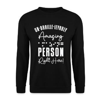 Braille-Schrift Blinde Blindheit Bewusstsein - Unisex Pullover - Schwarz - Vorne - Alina (178cm) & Michal (187cm)