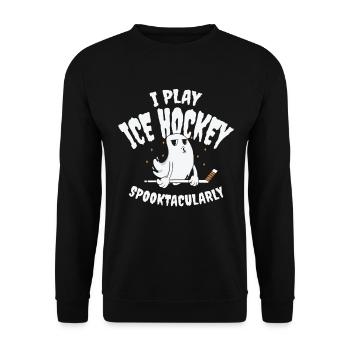 Eishockey Sport Halloween Saison Geisterspieler - Unisex Pullover - Schwarz - Vorne - Alina (178cm) & Michal (187cm)