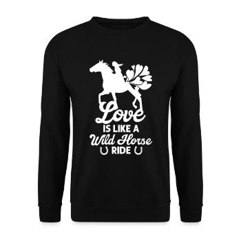 Saint-Valentin Equitation Love Horse Silhouette - Sweat-shirt Unisexe - noir - Devant - Alina (178cm) & Michal (187cm)