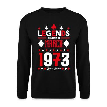 birthday gift March 1973. card games . - Unisex Sweatshirt - black - Front - Alina (178cm) & Michal (187cm)