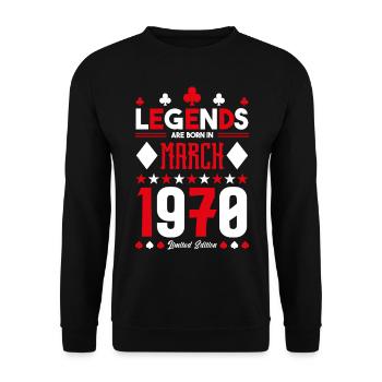 cadeau d'anniversaire Mars 1970. jeux de carte . - Sweat-shirt Unisexe - noir - Devant - Alina (178cm) & Michal (187cm)