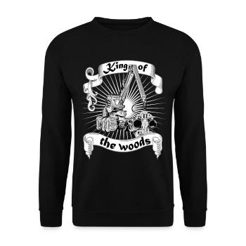 King of The Woods Harvester Waldarbeiter Förster - Unisex Pullover - Schwarz - Vorne - Alina (178cm) & Michal (187cm)