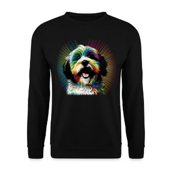 Hunde Spruch Havaneser Design für Hundeliebhaber - Unisex Pullover - Schwarz - Vorne - Alina (178cm) & Michal (187cm)