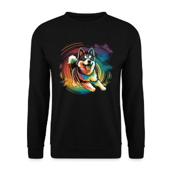 Dog Cartoon Huskie Design pour les amoureux des chiens - Sweat-shirt Unisexe - noir - Devant - Alina (178cm) & Michal (187cm)
