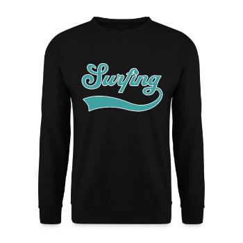 Surfen Schriftzug - Unisex Pullover - Schwarz - Vorne - Alina (178cm) & Michal (187cm)