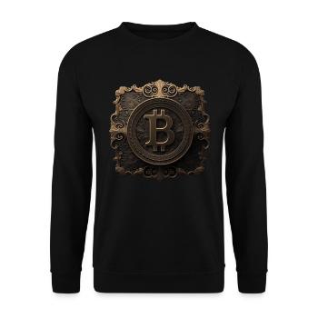 Bitcoin Design für BTC Fans - Unisex Pullover - Schwarz - Vorne - Alina (178cm) & Michal (187cm)