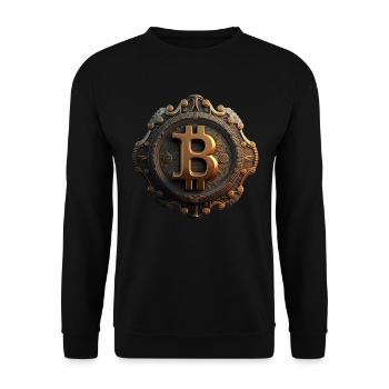 Bitcoin Design für BTC Fans - Unisex Pullover - Schwarz - Vorne - Alina (178cm) & Michal (187cm)