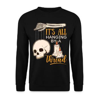 Skull Skull, Marionette, Skeleton Hand, Saying - Unisex Sweatshirt - black - Front - Alina (178cm) & Michal (187cm)