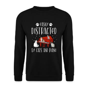 Facilement distrait par les chats et les pianistes - Sweat-shirt Unisexe - noir - Devant - Alina (178cm) & Michal (187cm)
